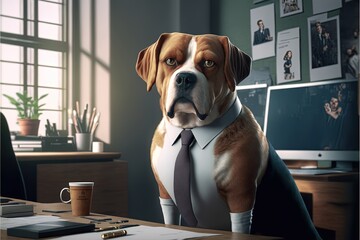 Digital illustration about animal in the office.