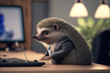 Digital illustration about animal in the office.