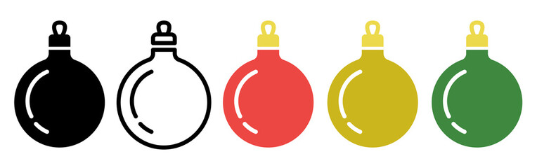 Christmas ornaments. Set of Christmas balls. Christmas bauble. Vector illustration isolated on white background.