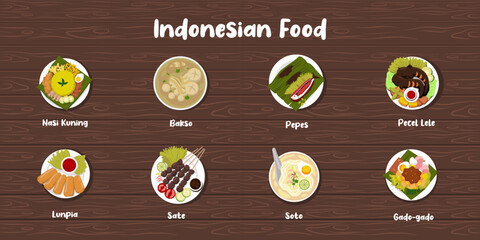 indonesian food flat style illustration design