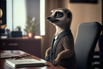 Digital illustration about animal in the office.