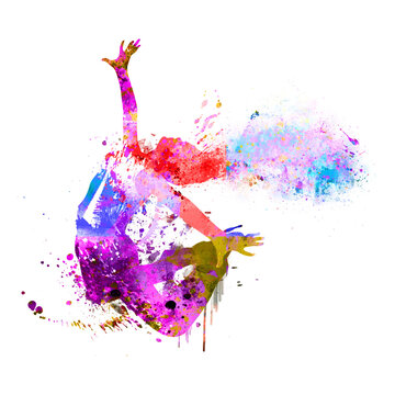 Watercolor Dancer drawing, silhouette of a dancing person, Watercolor dancing woman