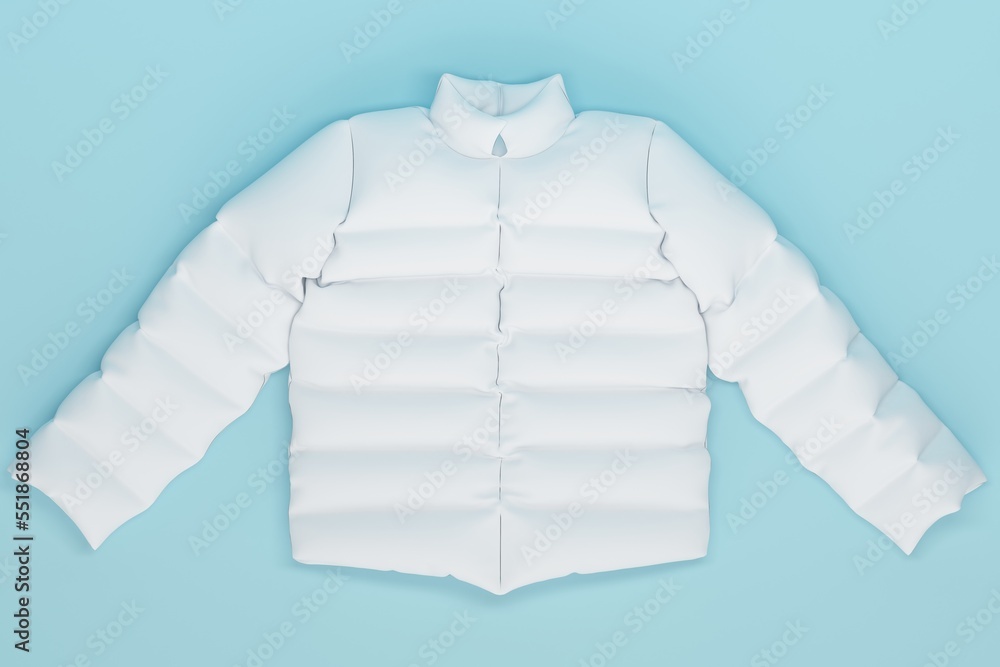 Canvas Prints Mockup white men's jacket on a blue background. Top view. 3d rendering