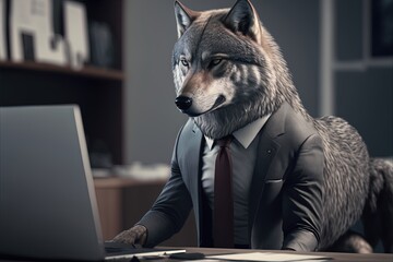 Digital illustration about animal in the office.