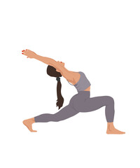 Naklejka premium Woman doing yoga.Cute vector illustration in flat style. Woman practicing yoga.