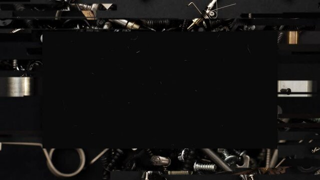 dynamic background with hardware parts and small pieces of technological equipment 