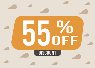 55% Off discount. Special offer and price drop. Banner for business, sales and special promotion on light background