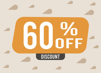 60% Off discount. Special offer and price drop. Banner for business, sales and special promotion on light background