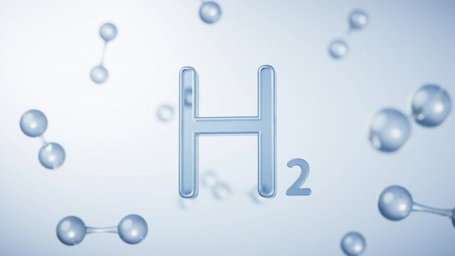 Hydrogen and molecules, 3d rendering.