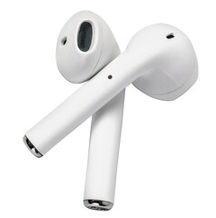 White headphones wireless earphones - obrazy, fototapety, plakaty