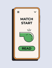 Match start football app notification. Vector illustration concept