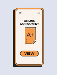 Online school assessment. School in your phone. Online education concept. Vector illustration concept