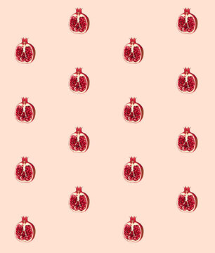 Pomegranate Apple Fruit Wallpaper Background Grid Pattern