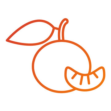 orange fruit outline with leaf and slice clip art preview
