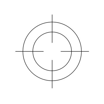 Vector isolated simple minimal circle lines aim optical sight telescope colorless black and white contour line easy drawing