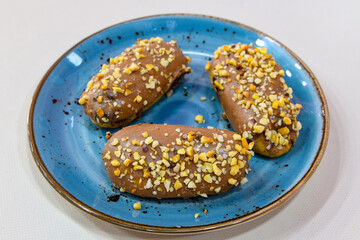 Turkish Dessert Sobiyet  Baklava, kadayif,  mussels baklava and classic baklava with Pistachio . Cevizli, Fistikli Baklava, top view.