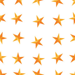 Seamless pattern with golden volumetric stars.