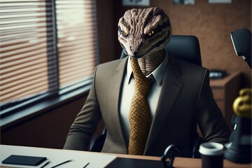 Digital illustration about animal in the office.