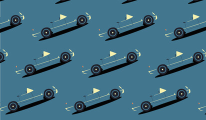 Seamless pattern with car in retro style. Pattern background. Background texture. Abstract background. Vintage print. Bright background. Luxury illustration. Bright seamless pattern.