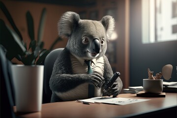 Digital illustration about animal in the office.