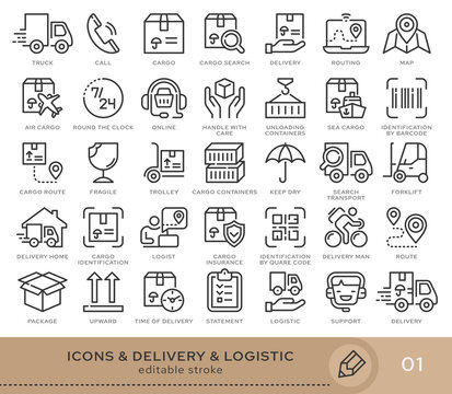 Set of conceptual icons. Vector icons in flat linear style for web sites, applications and other graphic resources. Set from the series - Delivery and shipping. Editable stroke icon.