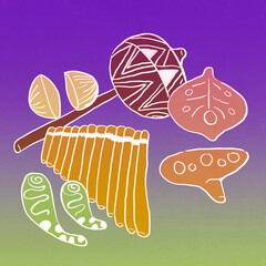 peruvian instruments music illustration