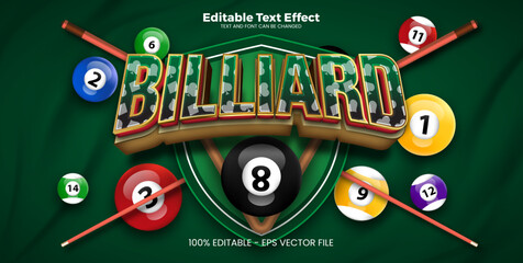 Billiard editable text effect in modern trend style