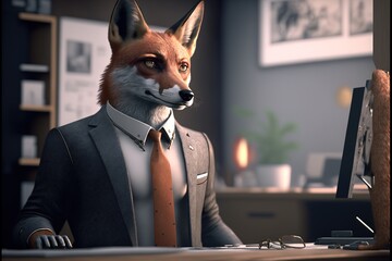 Digital illustration about animal in the office.