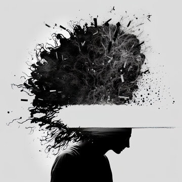 Void due to depression, void in brain, void in thoughts and personality, emptyness, suffering, desorientation, lost, losing oneself, depression, isolation