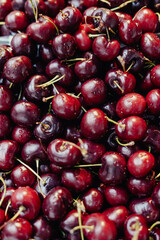 Mozaic type photo of natural red cherries
