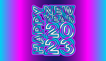 Happy new year  2023 text background Vector illustration.