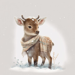 Baby reindeer with scarf