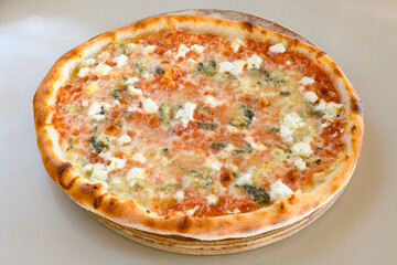 Delicious mixed pizza with rich content. Menu concept of choice and diversity. Karisik pizza