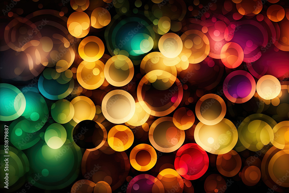 Poster Circles of brightly colored light serve as a backdrop Generative AI