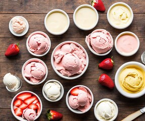 strawberry ice cream on the desk