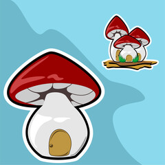 funny mushroom house cartoon cute