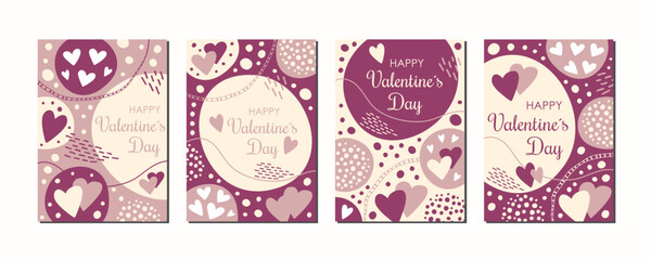 Set of romantic Valentine's Day promotion banners. Printable postcard templates suitable for social media posts, voucher, shopping, flier, cards.