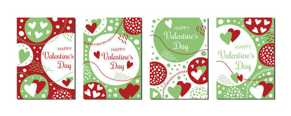 Set of Happy Valentine's Day greeting cards. Collection of templates suitable for social media posts, advertising, mobile apps, banners design, sales and promotion web / internet ads.