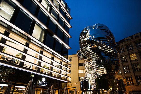 Kinetic Sculpture Of Franz Kafka Gigantic Head, Prague, Czech Republic