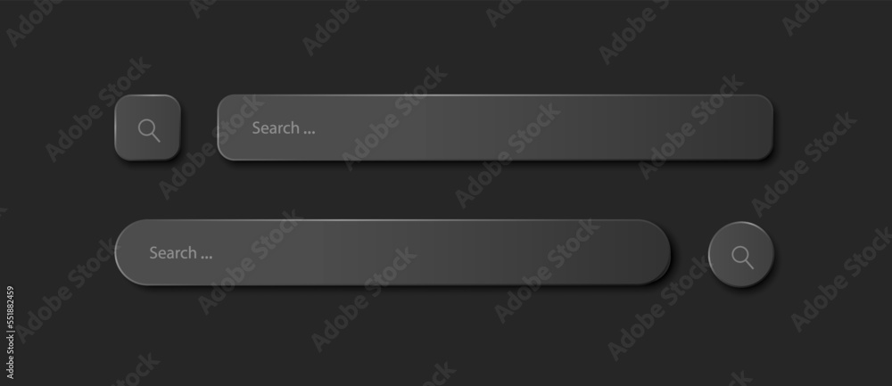 Poster a set of search strings on a black background. realistic search icon. vector illustration.