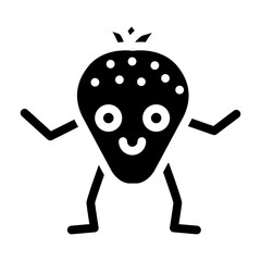 strawberry berry character glyph icon vector. strawberry berry character sign. isolated symbol illustration