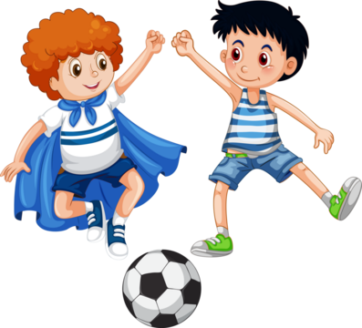 little kid play football together with friend png