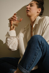 young woman with alcohol