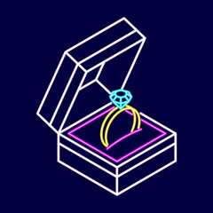 Vector Cute Ring In A Box Icon Isolated
