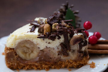 Close up Banoffee cake for Christmas