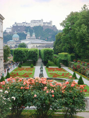 Fototapeta premium Beautiful view of the fortress and park on a summer day. Salzburg. Austria.