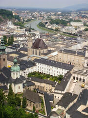 Fototapeta na wymiar Panoramic view of the city and river on a summer day. Salzburg. Austria.