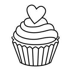 Vector Cute Saint Valentine Cupcake Icon