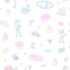   Hipsters summer lifestyle - semless vector background ,design element