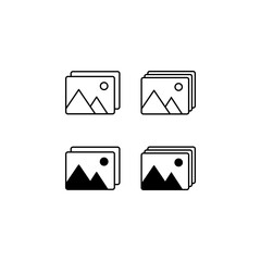 Photo gallery icons for app or website. Vector illustration isolated on white backround
